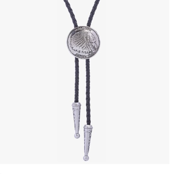 Silver Native Western Bolo Tie - Picture 3 of 5